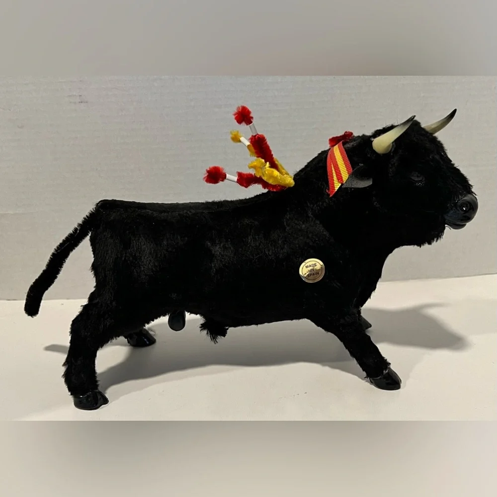 VTG Black Bullfighting Soanush Bull Figure Souvenir Made In Spain Travel